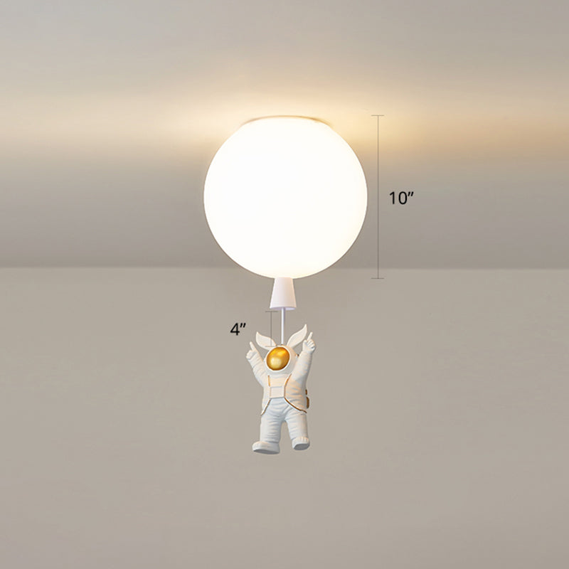 Creative Balloon Ceiling Mount Light Silica Gel 1 Bulb Bedroom Flush Light with Astronaut Decoration White 10" C Clearhalo 'Ceiling Lights' 'Close To Ceiling Lights' 'Close to ceiling' 'Flush mount' Lighting' 2282368