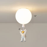 Creative Balloon Ceiling Mount Light Silica Gel 1 Bulb Bedroom Flush Light with Astronaut Decoration White 12" C Clearhalo 'Ceiling Lights' 'Close To Ceiling Lights' 'Close to ceiling' 'Flush mount' Lighting' 2282369