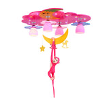 Stained Glass Bell Ceiling Lamp Cartoon 5-Head Semi Flush Light with Plush Monkey for Childrens Room Clearhalo 'Ceiling Lights' 'Close To Ceiling Lights' 'Close to ceiling' 'Semi-flushmount' Lighting' 2282378