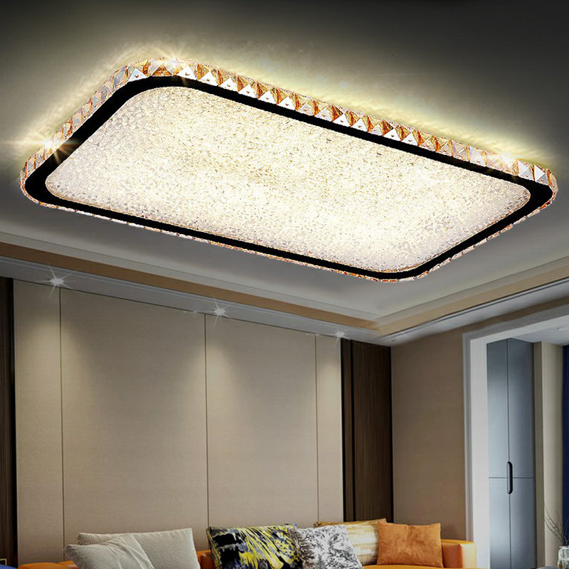 Rounded Corner Geometric LED Ceiling Lamp Simplicity Opulent Inlaid Crystal Flush Mount Light Clearhalo 'Ceiling Lights' 'Close To Ceiling Lights' 'Close to ceiling' 'Flush mount' Lighting' 2282409