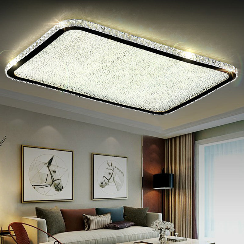 Rounded Corner Geometric LED Ceiling Lamp Simplicity Opulent Inlaid Crystal Flush Mount Light Clearhalo 'Ceiling Lights' 'Close To Ceiling Lights' 'Close to ceiling' 'Flush mount' Lighting' 2282412