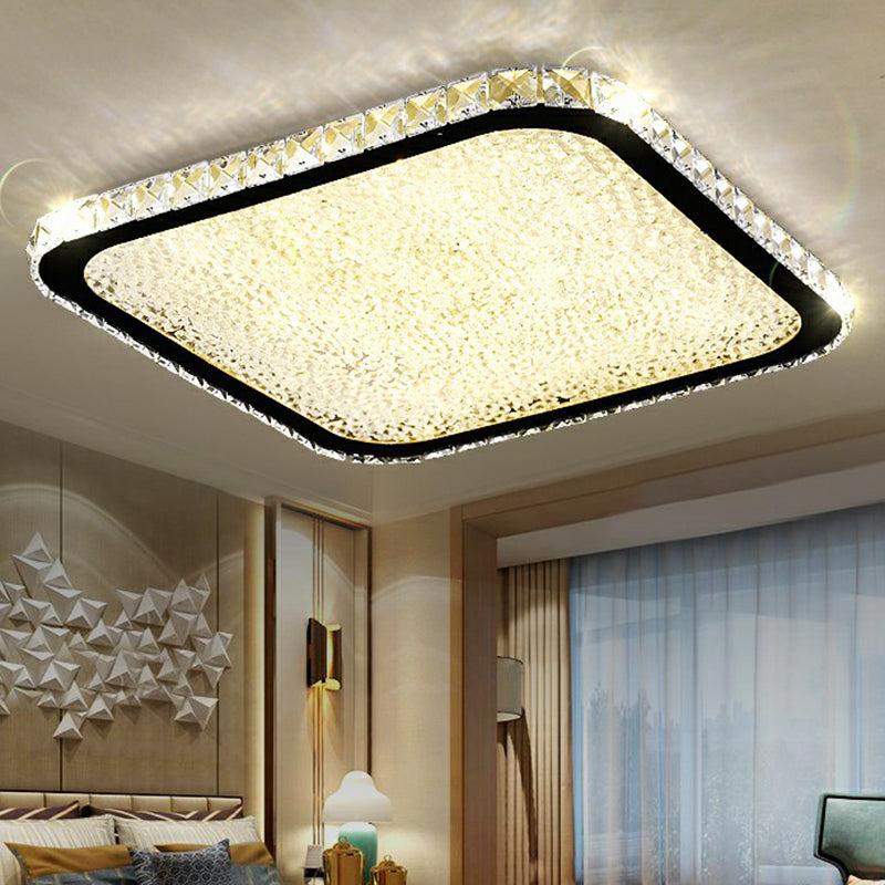 Rounded Corner Geometric LED Ceiling Lamp Simplicity Opulent Inlaid Crystal Flush Mount Light Clearhalo 'Ceiling Lights' 'Close To Ceiling Lights' 'Close to ceiling' 'Flush mount' Lighting' 2282417