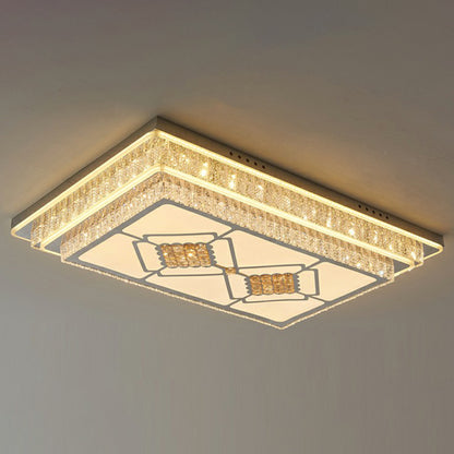 Contemporary Rectangle LED Flush Mount K9 Crystal Living Room Ceiling Light Fixture in Clear Clear C Clearhalo 'Ceiling Lights' 'Close To Ceiling Lights' 'Close to ceiling' 'Flush mount' Lighting' 2282419