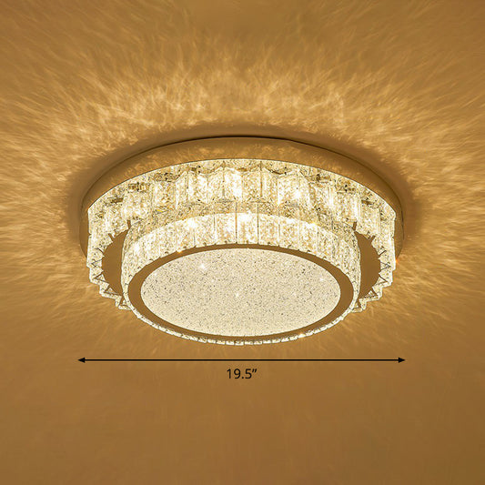 Clear Geometric Shaped Flush Light Simple Beveled Cut Crystal Led Surface Mount Ceiling Light Clear 19.5" Round Clearhalo 'Ceiling Lights' 'Close To Ceiling Lights' 'Close to ceiling' 'Flush mount' Lighting' 2282426