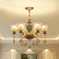 Clear Glass Flower Up Chandelier Traditional Bedroom Hanging Light Fixture in Coffee Clearhalo 'Ceiling Lights' 'Chandeliers' Lighting' options 2282446