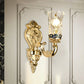 Gold Plated Sconce Lighting Antique Carved Glass Floral Wall Mount Lamp for Foyer Clearhalo 'Wall Lamps & Sconces' 'Wall Lights' Lighting' 2282507