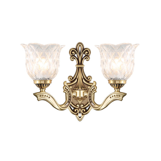 Ruffle Bedroom Wall Light Traditional Wavy Glass Bronze Finish Wall Sconce Light Clearhalo 'Wall Lamps & Sconces' 'Wall Lights' Lighting' 2282513