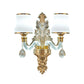 Gold Flared Wall Mount Lighting Traditional White Glass Living Room Sconce with Illuminated Arm Clearhalo 'Wall Lamps & Sconces' 'Wall Lights' Lighting' 2282527