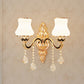 Gold Carved Arm Wall Sconce Light Traditional Metal Bedroom Wall Light with White Lampshade 2.0 White D Clearhalo 'Wall Lamps & Sconces' 'Wall Lights' Lighting' 2282561
