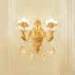 Candle Living Room Wall Sconce Antiqued Imitation Jade Gold Finish Wall Lamp with Crystal Drop 2.0 Gold Clearhalo 'Wall Lamps & Sconces' 'Wall Lights' Lighting' 2282576