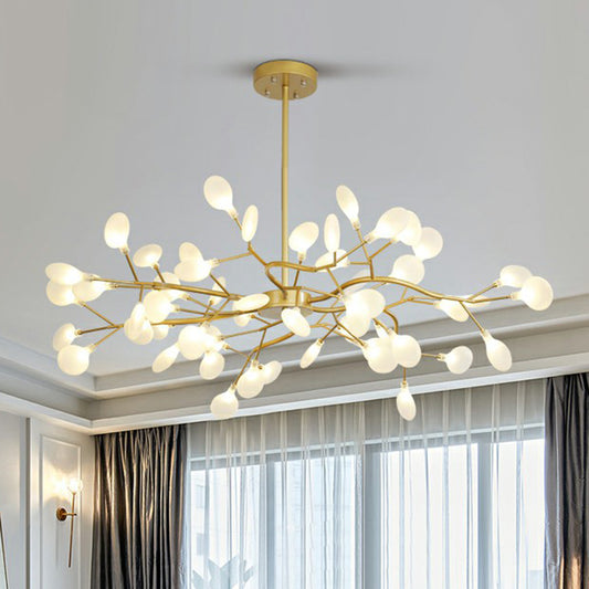 Nordic Tree Branch LED Chandelier Acrylic Bedroom Ceiling Suspension Lamp in Gold Clearhalo 'Ceiling Lights' 'Chandeliers' 'Modern Chandeliers' 'Modern' Lighting' 2282595