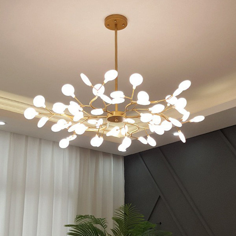Nordic Tree Branch LED Chandelier Acrylic Bedroom Ceiling Suspension Lamp in Gold Clearhalo 'Ceiling Lights' 'Chandeliers' 'Modern Chandeliers' 'Modern' Lighting' 2282596