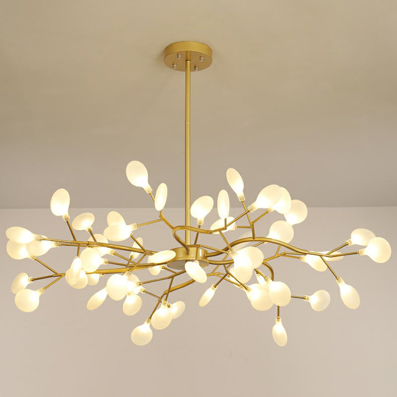Nordic Tree Branch LED Chandelier Acrylic Bedroom Ceiling Suspension Lamp in Gold Clearhalo 'Ceiling Lights' 'Chandeliers' 'Modern Chandeliers' 'Modern' Lighting' 2282598