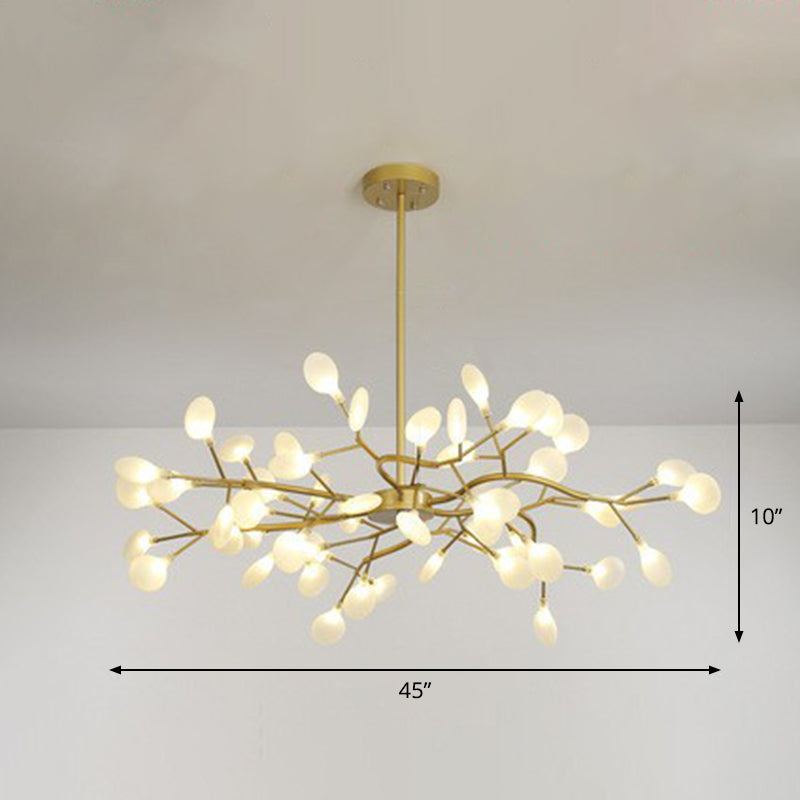 Nordic Tree Branch LED Chandelier Acrylic Bedroom Ceiling Suspension Lamp in Gold 54 Gold Clearhalo 'Ceiling Lights' 'Chandeliers' 'Modern Chandeliers' 'Modern' Lighting' 2282599