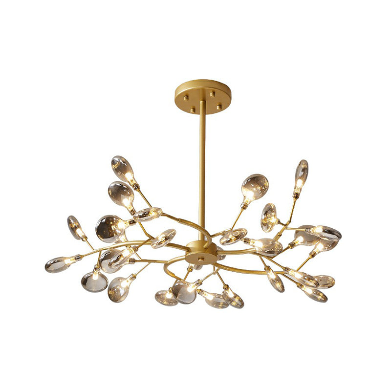Postmodern Style 30-Light Chandelier Brass Firefly Hanging Light with Acrylic Shade Clearhalo 'Ceiling Lights' 'Chandeliers' 'Clear' 'Industrial' 'Modern Chandeliers' 'Modern' 'Tiffany' 'Traditional Chandeliers' Lighting' 2282607