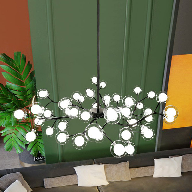 Fireflies Living Room Ceiling Hang Light Metal Minimalistic LED Chandelier in Black Clearhalo 'Ceiling Lights' 'Chandeliers' 'Clear' 'Industrial' 'Modern Chandeliers' 'Modern' 'Tiffany' 'Traditional Chandeliers' Lighting' 2282617