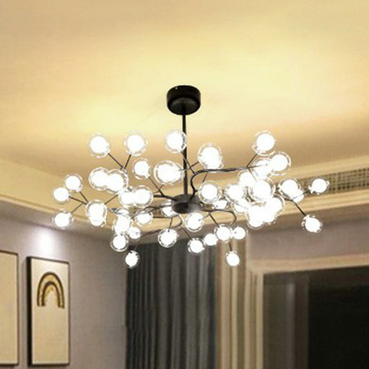 Fireflies Living Room Ceiling Hang Light Metal Minimalistic LED Chandelier in Black Clearhalo 'Ceiling Lights' 'Chandeliers' 'Clear' 'Industrial' 'Modern Chandeliers' 'Modern' 'Tiffany' 'Traditional Chandeliers' Lighting' 2282620