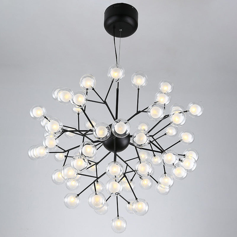 Post-Modern Firefly Pendant Lighting Clear Ball Glass Restaurant Hanging Chandelier Clearhalo 'Ceiling Lights' 'Chandeliers' 'Modern Chandeliers' 'Modern' Lighting' 2282624