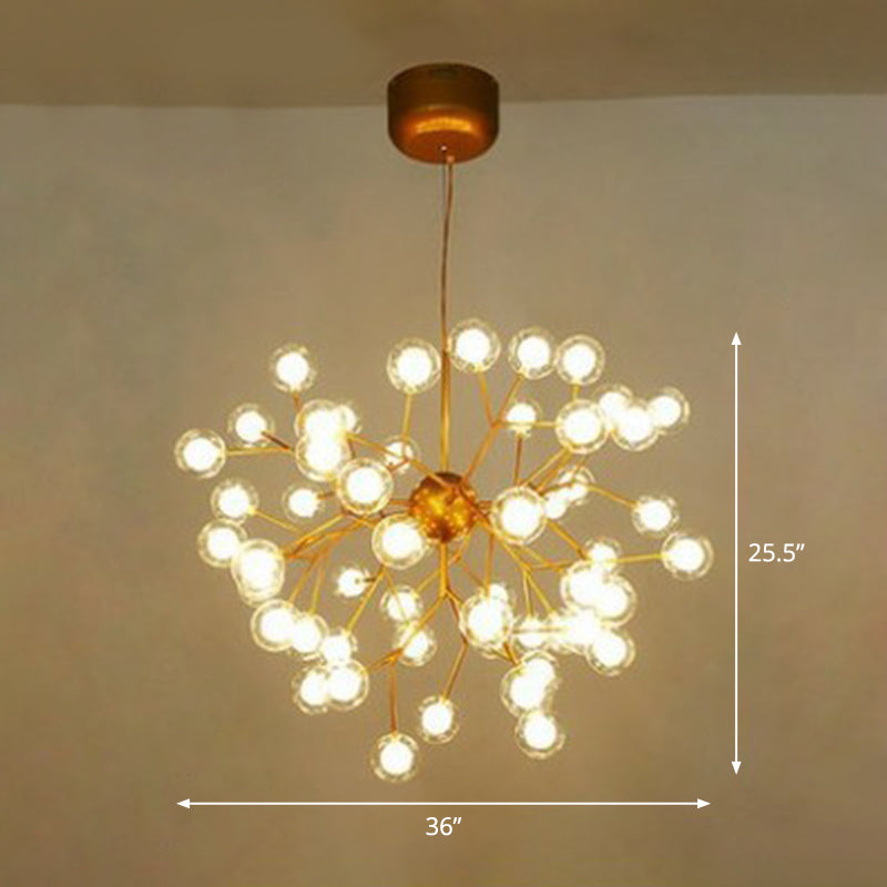 Post-Modern Firefly Pendant Lighting Clear Ball Glass Restaurant Hanging Chandelier 63 Gold Clearhalo 'Ceiling Lights' 'Chandeliers' 'Modern Chandeliers' 'Modern' Lighting' 2282629