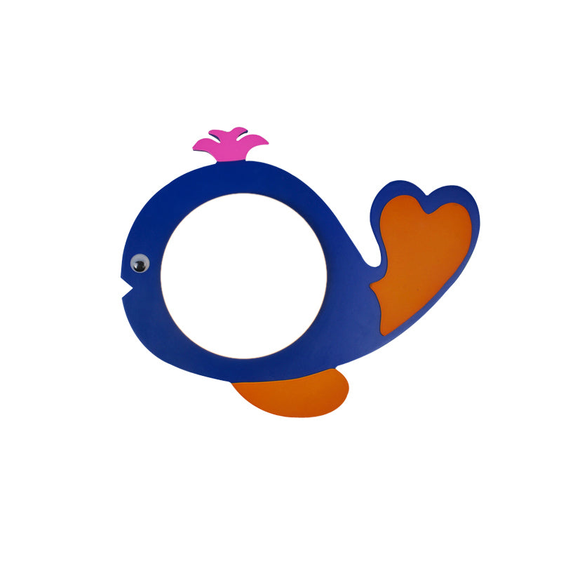 Blue Novelty Shape Wall Lamp Cartoon 1 Bulb Wood Sconce Lighting with Ball Milk Glass Shade Blue Fish Clearhalo 'Wall Lamps & Sconces' 'Wall Lights' Lighting' 2282636