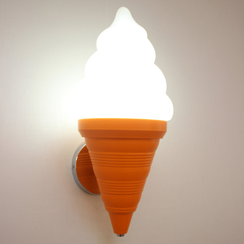 Childrens Ice Cream Shaped Wall Lamp Fixture Plastic Bedroom LED Wall Light Sconce Orange White Clearhalo 'Wall Lamps & Sconces' 'Wall Lights' Lighting' 2282642