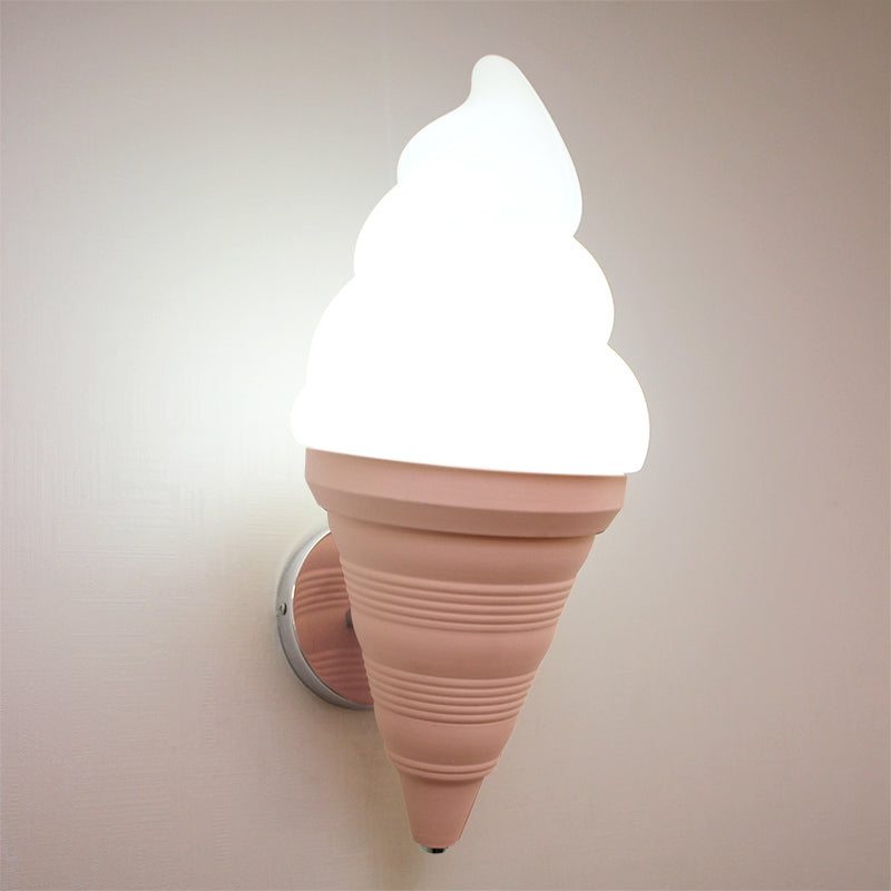 Childrens Ice Cream Shaped Wall Lamp Fixture Plastic Bedroom LED Wall Light Sconce Pink White Clearhalo 'Wall Lamps & Sconces' 'Wall Lights' Lighting' 2282644