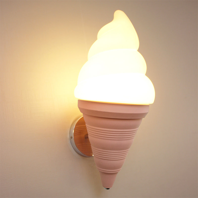 Childrens Ice Cream Shaped Wall Lamp Fixture Plastic Bedroom LED Wall Light Sconce Pink Warm Clearhalo 'Wall Lamps & Sconces' 'Wall Lights' Lighting' 2282646