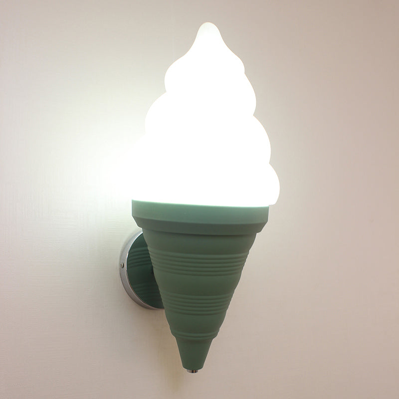 Childrens Ice Cream Shaped Wall Lamp Fixture Plastic Bedroom LED Wall Light Sconce Green White Clearhalo 'Wall Lamps & Sconces' 'Wall Lights' Lighting' 2282648