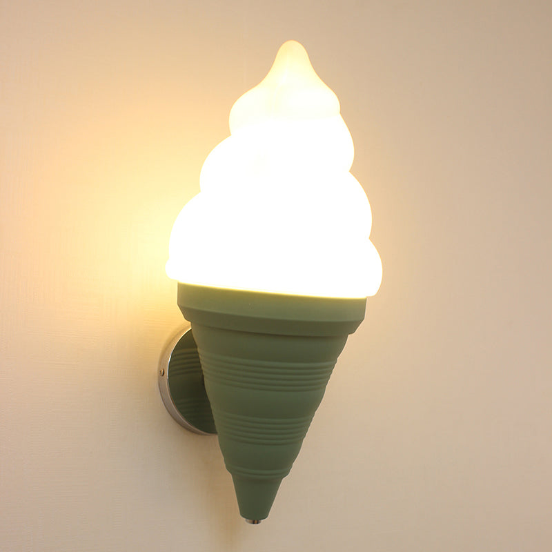 Childrens Ice Cream Shaped Wall Lamp Fixture Plastic Bedroom LED Wall Light Sconce Green Warm Clearhalo 'Wall Lamps & Sconces' 'Wall Lights' Lighting' 2282650