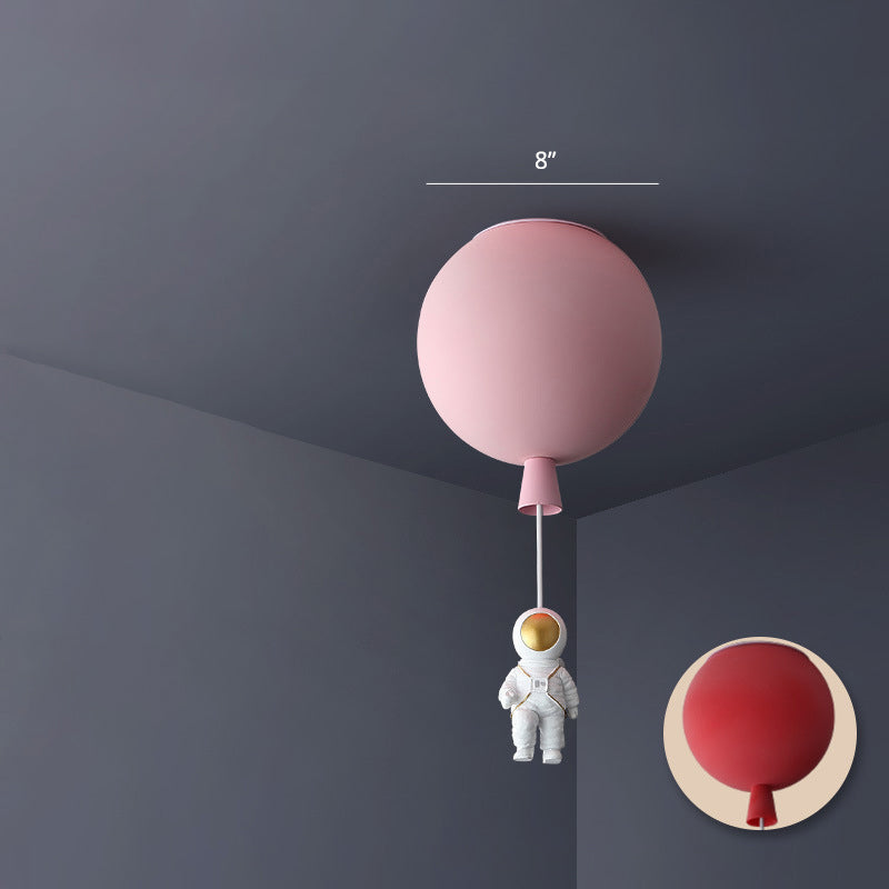 Balloon and Astronaut Ceiling Lamp Kids Acrylic 1 Head Bedroom Pendant Lighting Fixture Pink Clearhalo 'Ceiling Lights' 'Pendant Lights' 'Pendants' Lighting' 2282679_b8c1a784-d73c-4aac-a7e0-6b70815dd4db