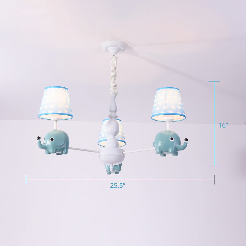 Resin Animal Hanging Ceiling Light Cartoon White Finish Chandelier with Empire Shade Clearhalo 'Ceiling Lights' 'Chandeliers' Lighting' options 2282690