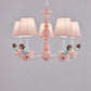 Empire Shade Girls Bedroom Chandelier Fabric Kids Style Hanging Light with Whale Decor 5 Pink Clearhalo 'Ceiling Lights' 'Chandeliers' Lighting' options 2282736_dc4ebf10-0fe7-4f2f-8361-99ce1ec4f00e