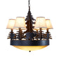 8 Bulbs Bowl Chandelier Light Country Black Opal Glass Hanging Ceiling Fixture with Cone Fabric Shade Clearhalo 'Ceiling Lights' 'Chandeliers' 'Close To Ceiling Lights' 'Glass shade' 'Glass' Lighting' 228275