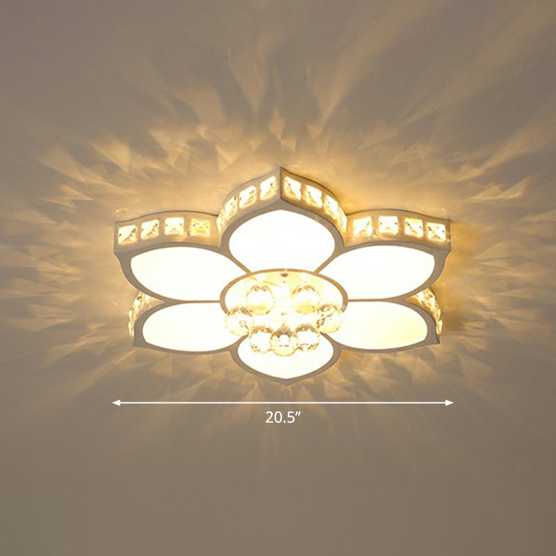 Minimalist Floral Flush Ceiling Light Acrylic Bedroom LED Flush Mounted Fixture with Clear Crystal Accents Clear 20.5" A Clearhalo 'Ceiling Lights' 'Close To Ceiling Lights' 'Close to ceiling' 'Flush mount' Lighting' 2282756