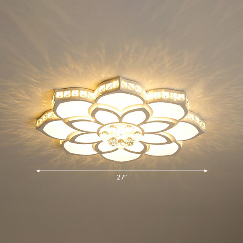 Minimalist Floral Flush Ceiling Light Acrylic Bedroom LED Flush Mounted Fixture with Clear Crystal Accents Clear 27" A Clearhalo 'Ceiling Lights' 'Close To Ceiling Lights' 'Close to ceiling' 'Flush mount' Lighting' 2282757