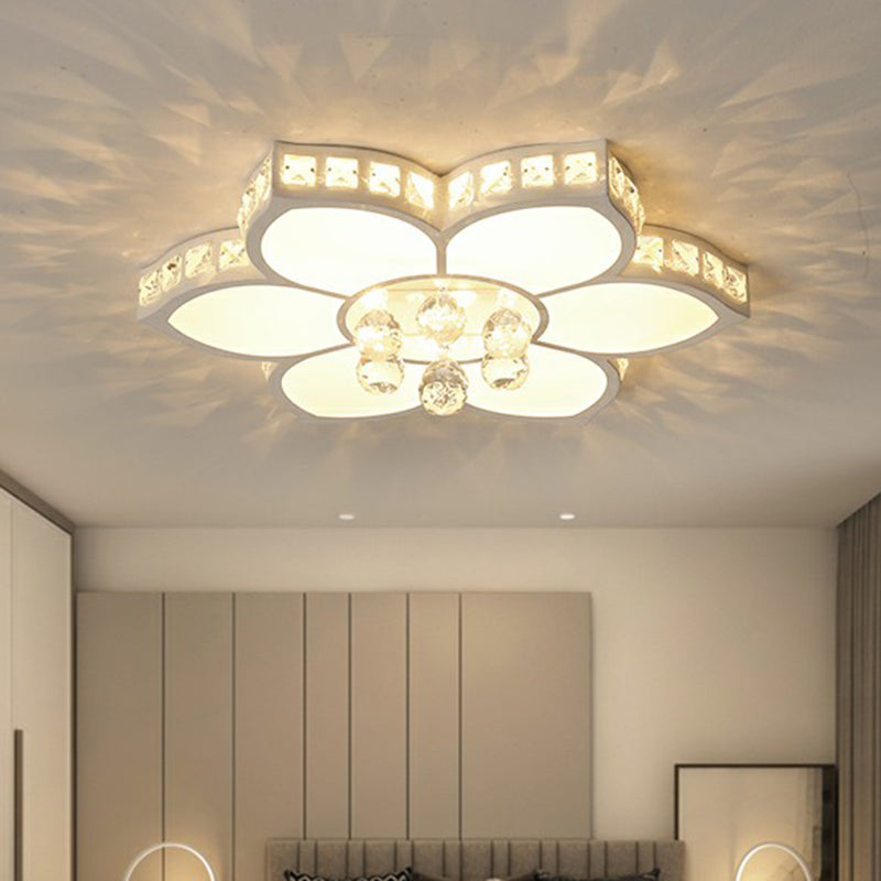 Minimalist Floral Flush Ceiling Light Acrylic Bedroom LED Flush Mounted Fixture with Clear Crystal Accents Clearhalo 'Ceiling Lights' 'Close To Ceiling Lights' 'Close to ceiling' 'Flush mount' Lighting' 2282758