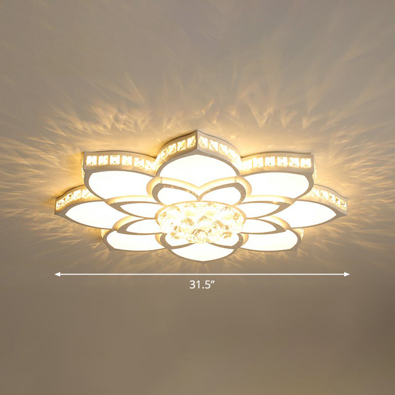 Minimalist Floral Flush Ceiling Light Acrylic Bedroom LED Flush Mounted Fixture with Clear Crystal Accents Clear 31.5" A Clearhalo 'Ceiling Lights' 'Close To Ceiling Lights' 'Close to ceiling' 'Flush mount' Lighting' 2282759