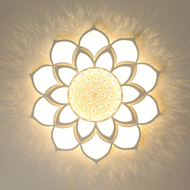 Minimalist Floral Flush Ceiling Light Acrylic Bedroom LED Flush Mounted Fixture with Clear Crystal Accents Clearhalo 'Ceiling Lights' 'Close To Ceiling Lights' 'Close to ceiling' 'Flush mount' Lighting' 2282762