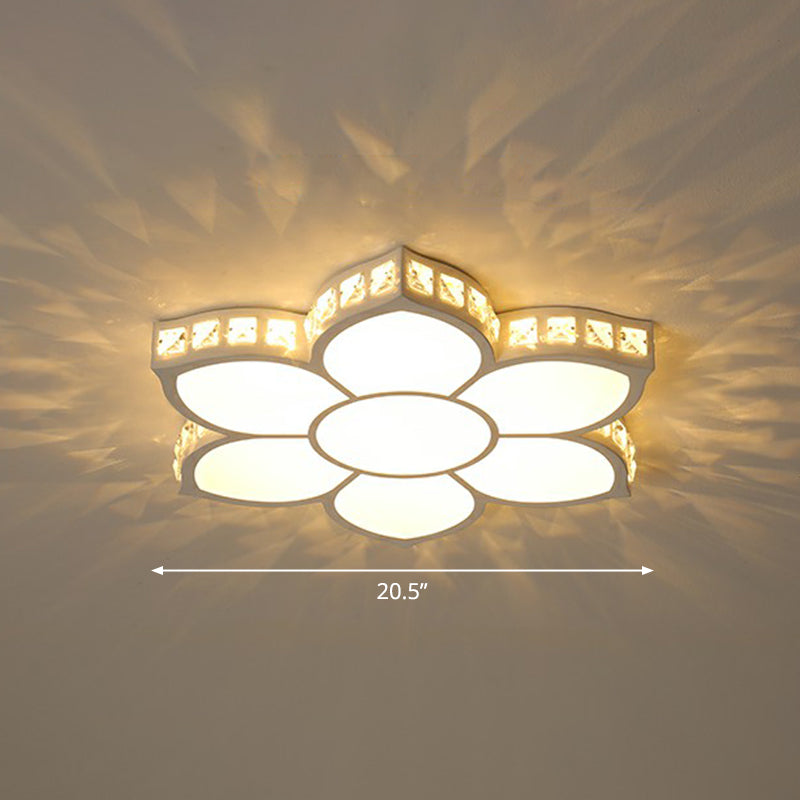 Minimalist Floral Flush Ceiling Light Acrylic Bedroom LED Flush Mounted Fixture with Clear Crystal Accents Clear 20.5" B Clearhalo 'Ceiling Lights' 'Close To Ceiling Lights' 'Close to ceiling' 'Flush mount' Lighting' 2282763