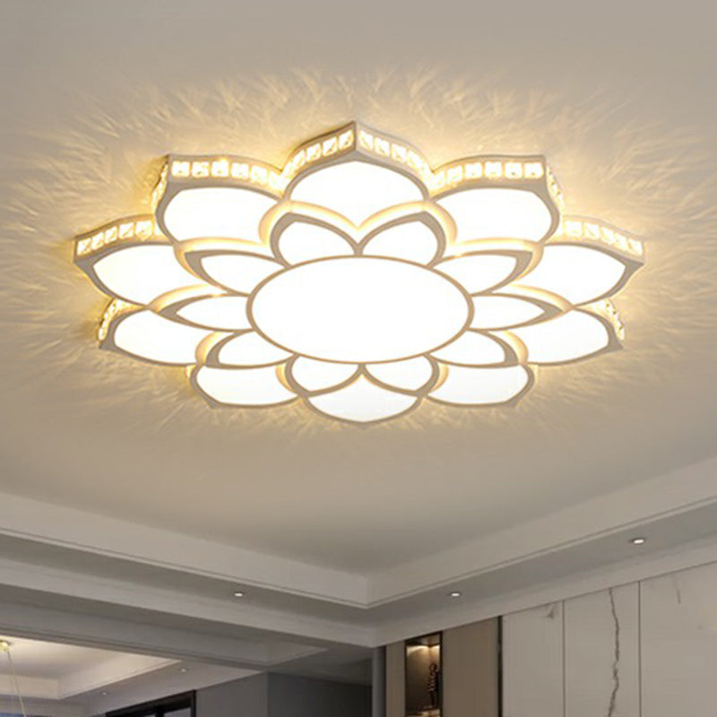 Minimalist Floral Flush Ceiling Light Acrylic Bedroom LED Flush Mounted Fixture with Clear Crystal Accents Clearhalo 'Ceiling Lights' 'Close To Ceiling Lights' 'Close to ceiling' 'Flush mount' Lighting' 2282764
