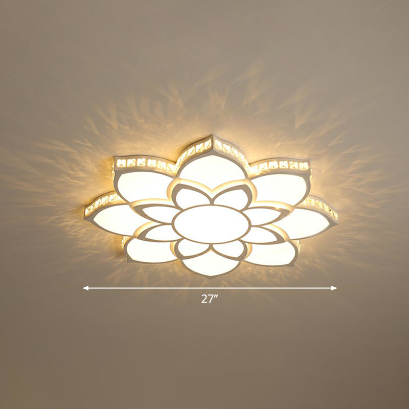 Minimalist Floral Flush Ceiling Light Acrylic Bedroom LED Flush Mounted Fixture with Clear Crystal Accents Clear 27" B Clearhalo 'Ceiling Lights' 'Close To Ceiling Lights' 'Close to ceiling' 'Flush mount' Lighting' 2282765