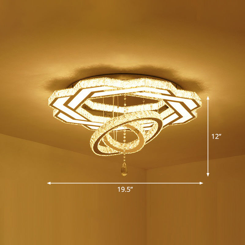 Minimalistic Circular LED Flushmount Light Clear Crystal Living Room Semi Flush Mount Ceiling Fixture Clear 19.5" Flower Clearhalo 'Ceiling Lights' 'Close To Ceiling Lights' 'Close to ceiling' 'Semi-flushmount' Lighting' 2282774