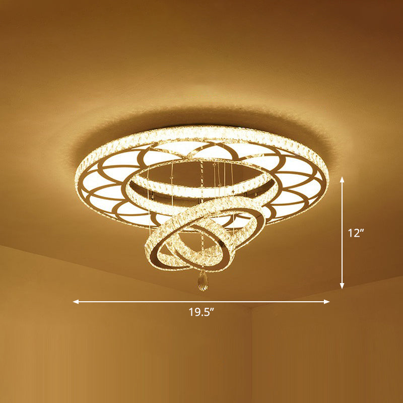 Minimalistic Circular LED Flushmount Light Clear Crystal Living Room Semi Flush Mount Ceiling Fixture Clear 19.5" Round Clearhalo 'Ceiling Lights' 'Close To Ceiling Lights' 'Close to ceiling' 'Semi-flushmount' Lighting' 2282782