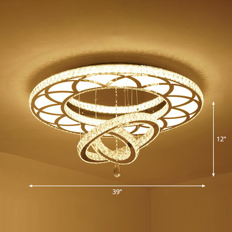 Minimalistic Circular LED Flushmount Light Clear Crystal Living Room Semi Flush Mount Ceiling Fixture Clear 39" Round Clearhalo 'Ceiling Lights' 'Close To Ceiling Lights' 'Close to ceiling' 'Semi-flushmount' Lighting' 2282785
