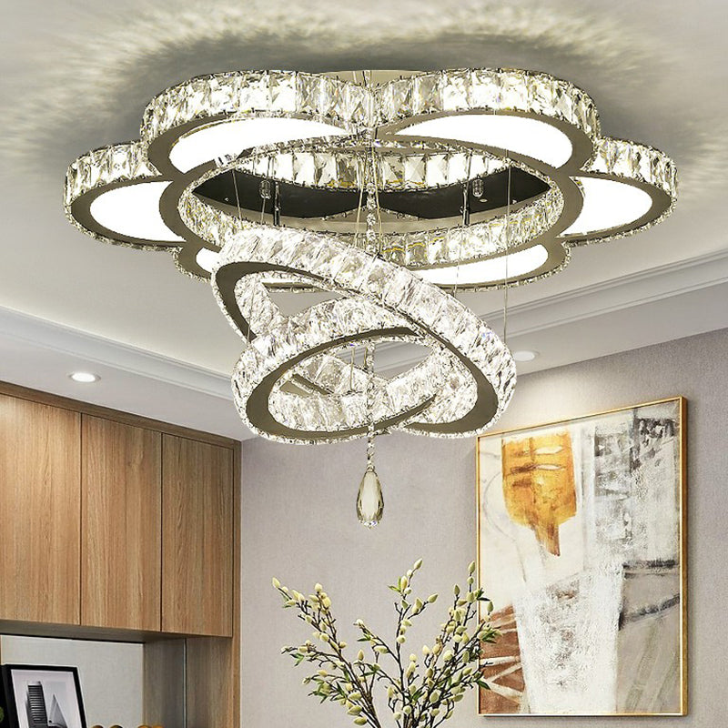 Halo Ring Dining Room Semi Mount Lighting Clear Crystal Minimalist Ceiling Mounted Light Clearhalo 'Ceiling Lights' 'Close To Ceiling Lights' 'Close to ceiling' 'Semi-flushmount' Lighting' 2282786