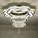 Halo Ring Dining Room Semi Mount Lighting Clear Crystal Minimalist Ceiling Mounted Light Clear 23.5" Polygon Clearhalo 'Ceiling Lights' 'Close To Ceiling Lights' 'Close to ceiling' 'Semi-flushmount' Lighting' 2282788