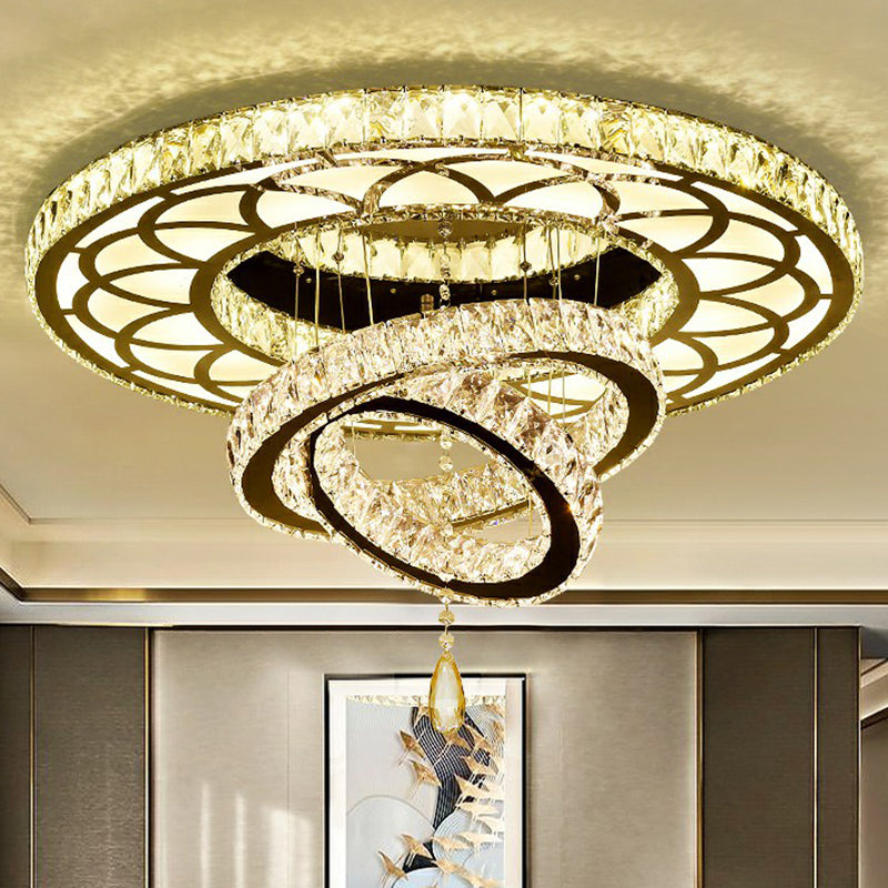 Halo Ring Dining Room Semi Mount Lighting Clear Crystal Minimalist Ceiling Mounted Light Clearhalo 'Ceiling Lights' 'Close To Ceiling Lights' 'Close to ceiling' 'Semi-flushmount' Lighting' 2282791