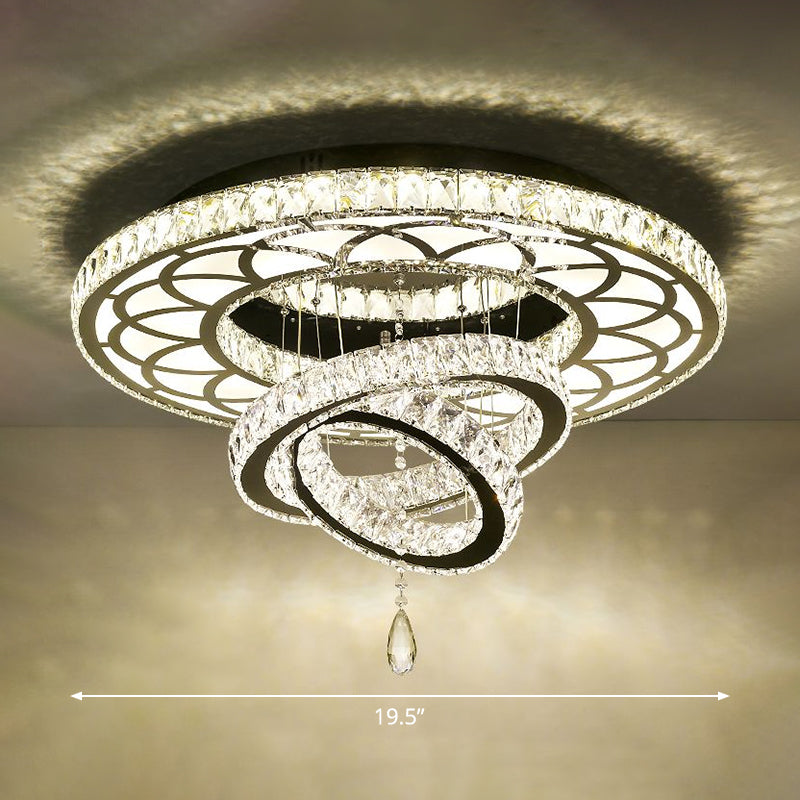 Halo Ring Dining Room Semi Mount Lighting Clear Crystal Minimalist Ceiling Mounted Light Clear 19.5" Round Clearhalo 'Ceiling Lights' 'Close To Ceiling Lights' 'Close to ceiling' 'Semi-flushmount' Lighting' 2282792