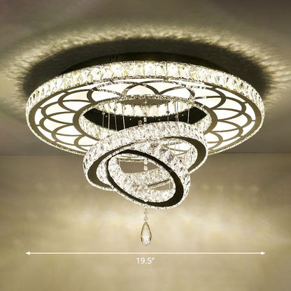 Halo Ring Dining Room Semi Mount Lighting Clear Crystal Minimalist Ceiling Mounted Light Clear 19.5" Round Clearhalo 'Ceiling Lights' 'Close To Ceiling Lights' 'Close to ceiling' 'Semi-flushmount' Lighting' 2282792