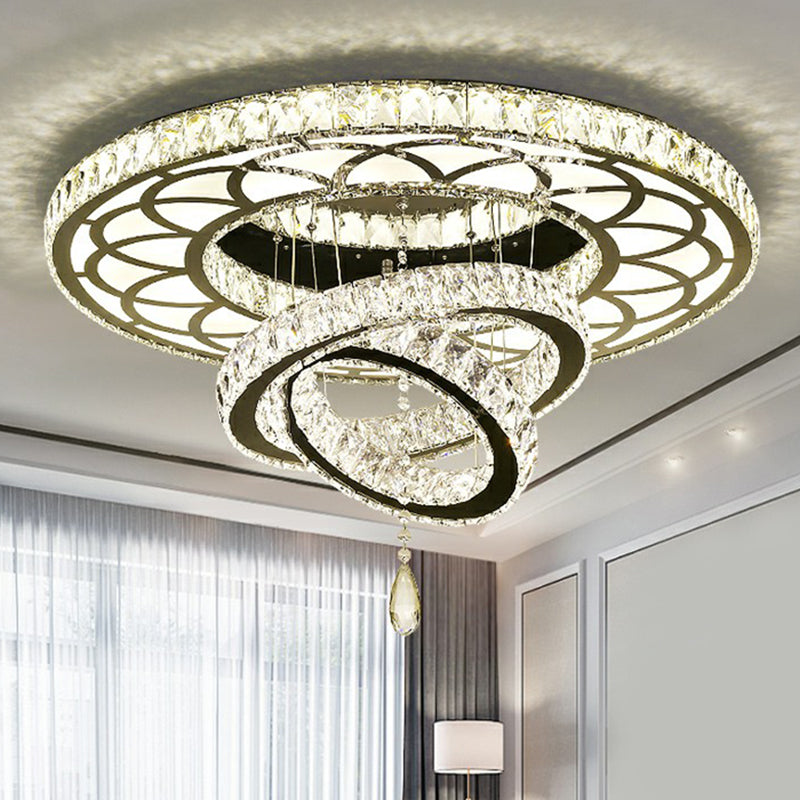 Halo Ring Dining Room Semi Mount Lighting Clear Crystal Minimalist Ceiling Mounted Light Clearhalo 'Ceiling Lights' 'Close To Ceiling Lights' 'Close to ceiling' 'Semi-flushmount' Lighting' 2282793